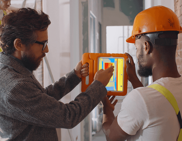 people doing a home energy audit