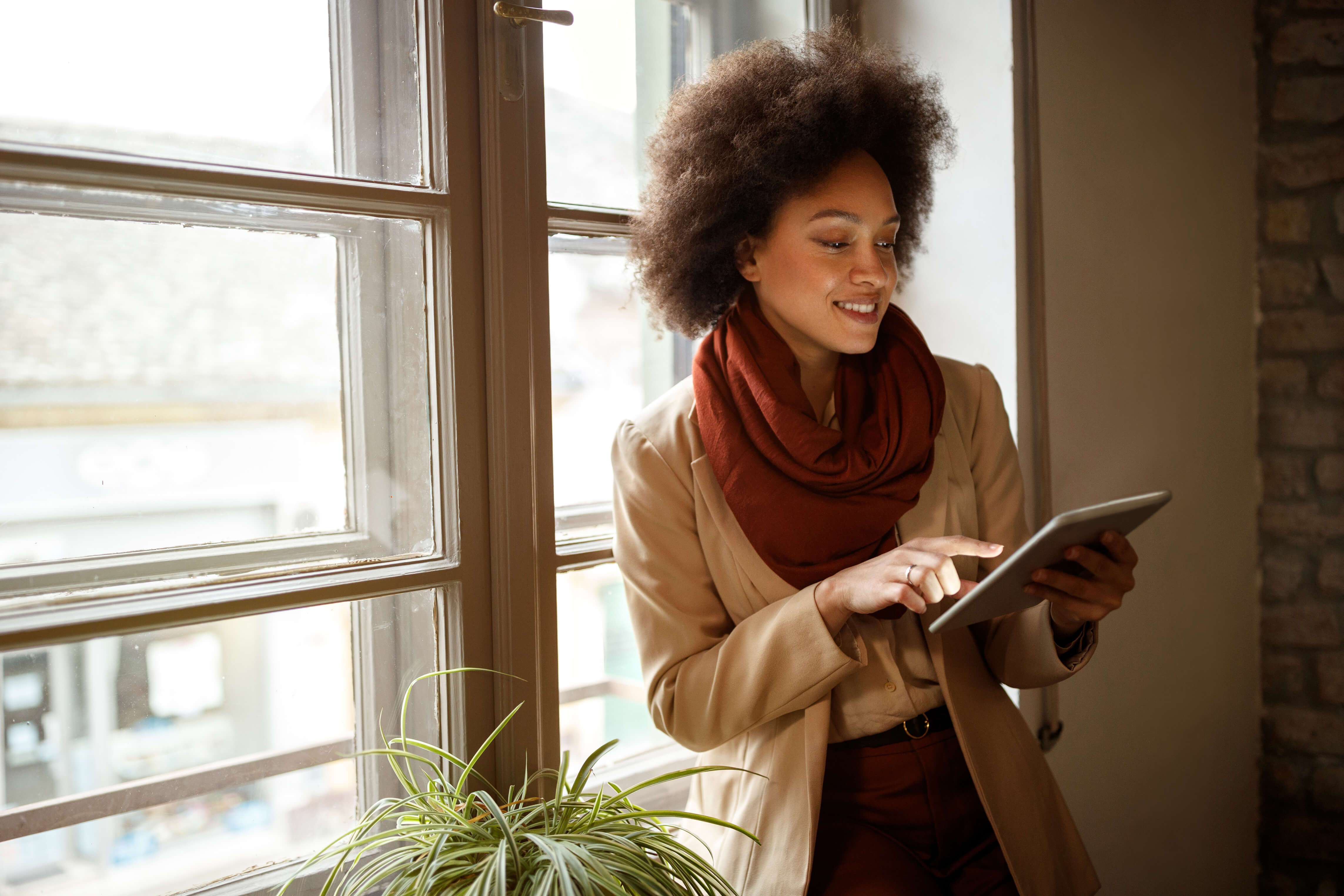 woman with tablet