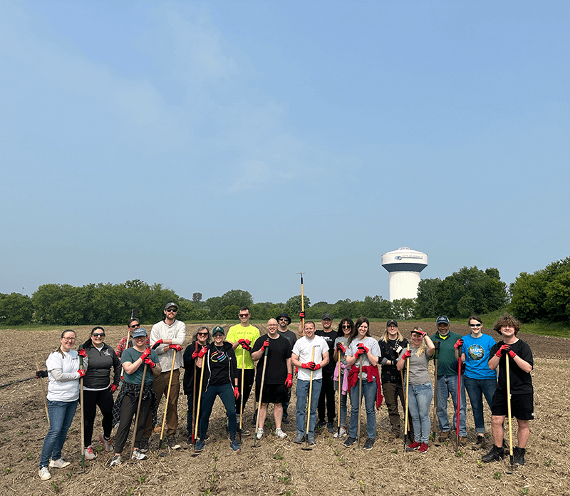 team working outside