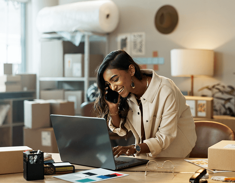 woman working at her small business