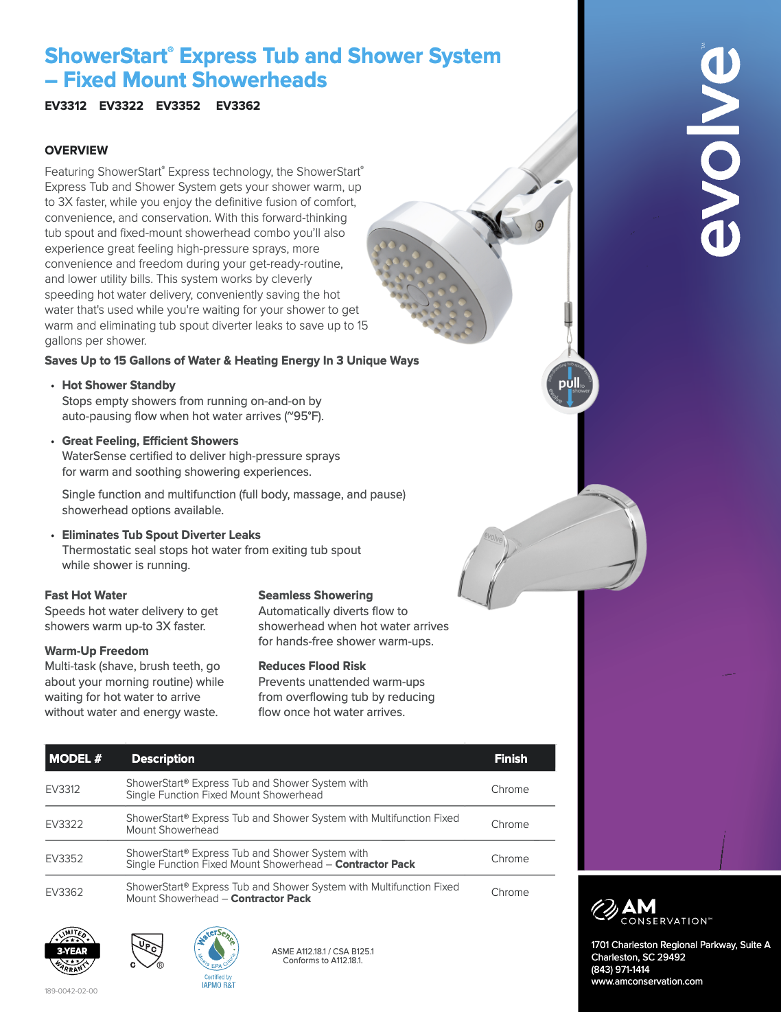 ShowerStart® Express Tub and Shower System – Fixed Mount Showerheads