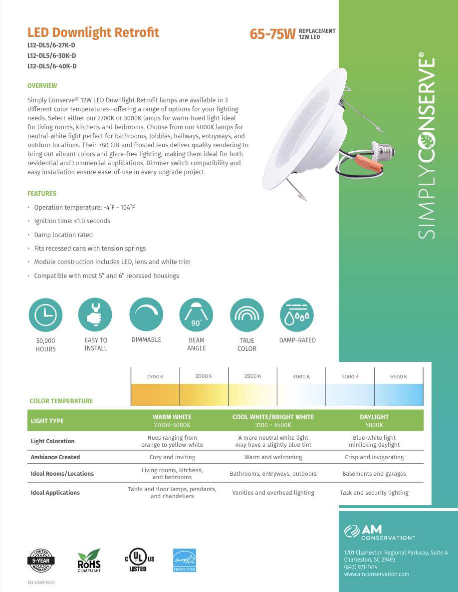 12W LED Downlight Retrofit