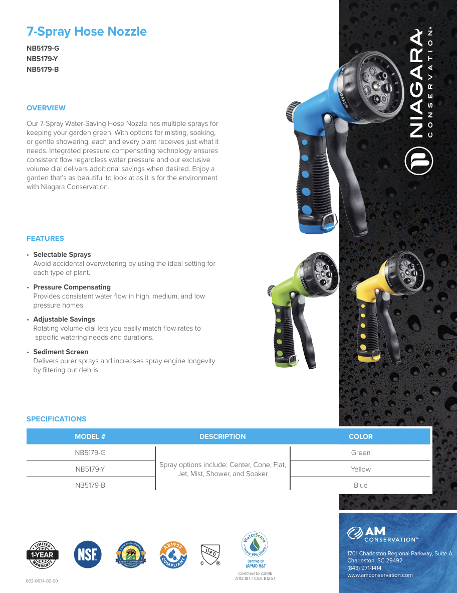 Seven-Spray Garden Hose Nozzle