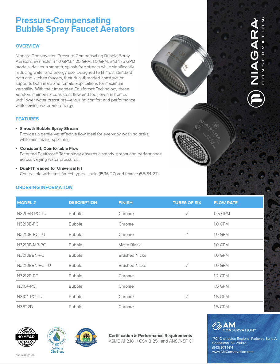 Pressure-Compensating Bubble Spray Faucet Aerator