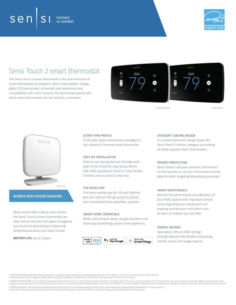 Copeland Sensi™ Touch 2 Smart Thermostat