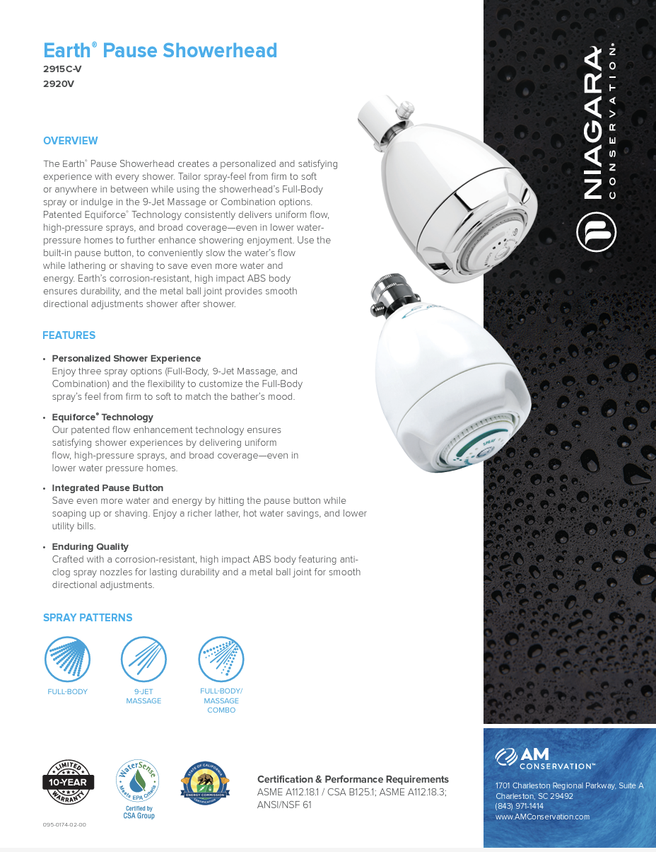 Earth® Pause Showerhead