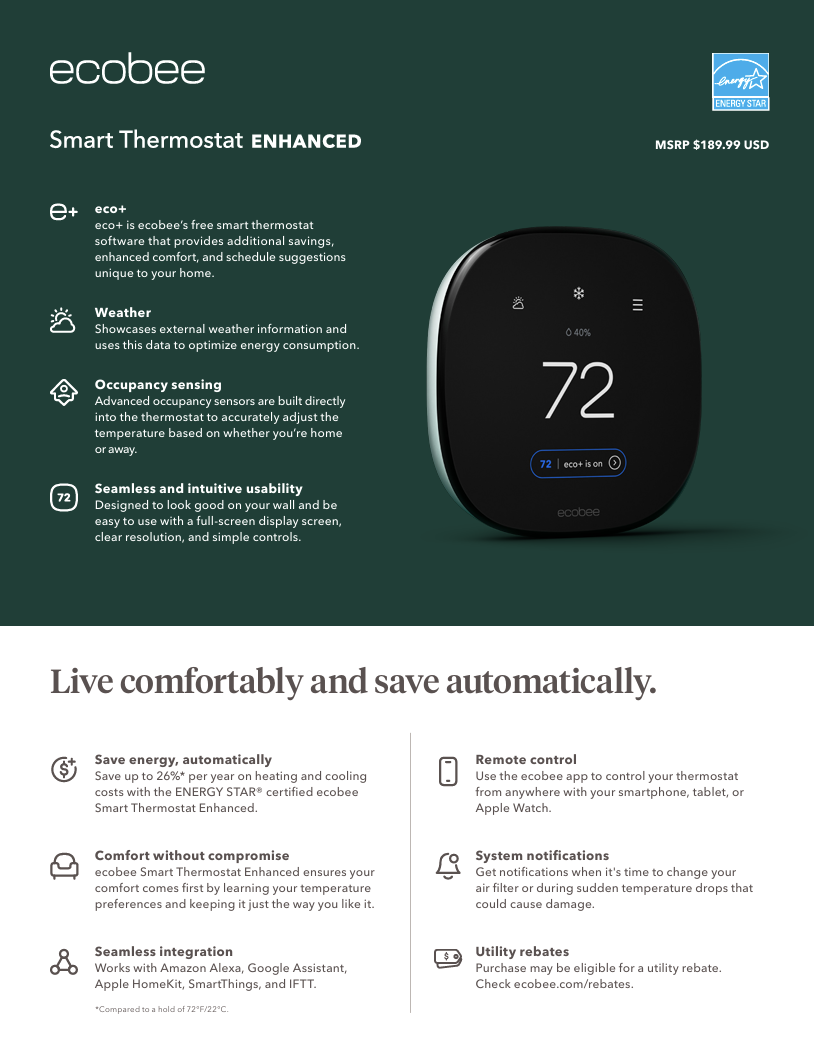 ecobee Smart Thermostat Enhanced