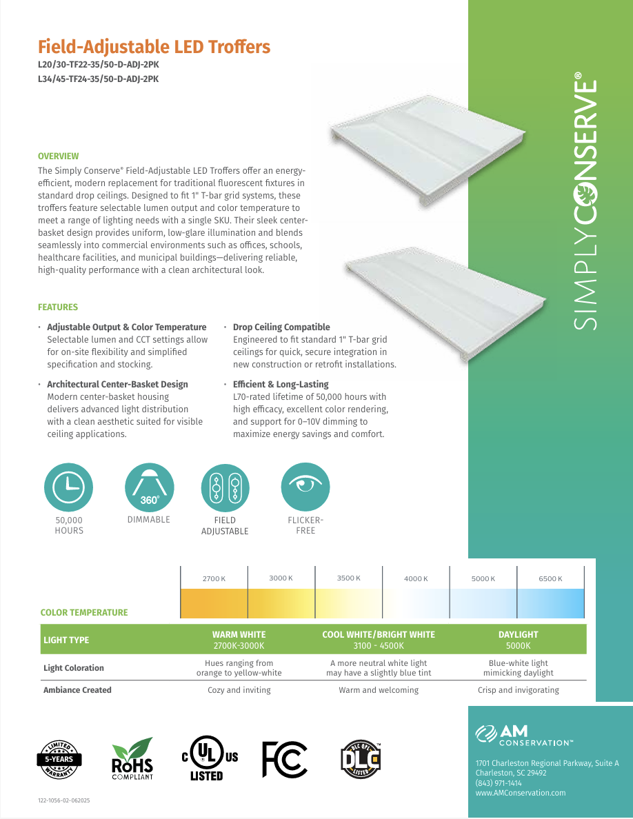 Field-Adjustable LED Troffers