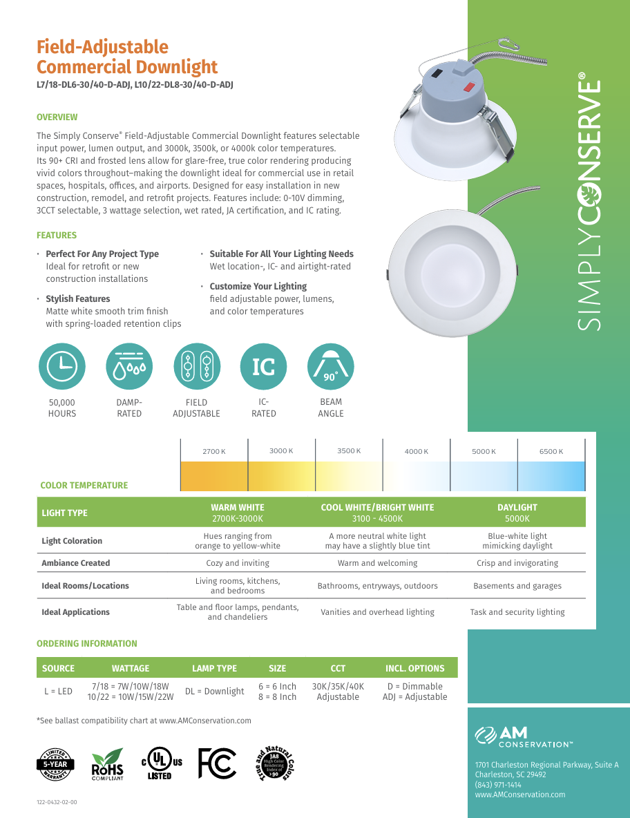 Field-Adjustable Commercial Downlight