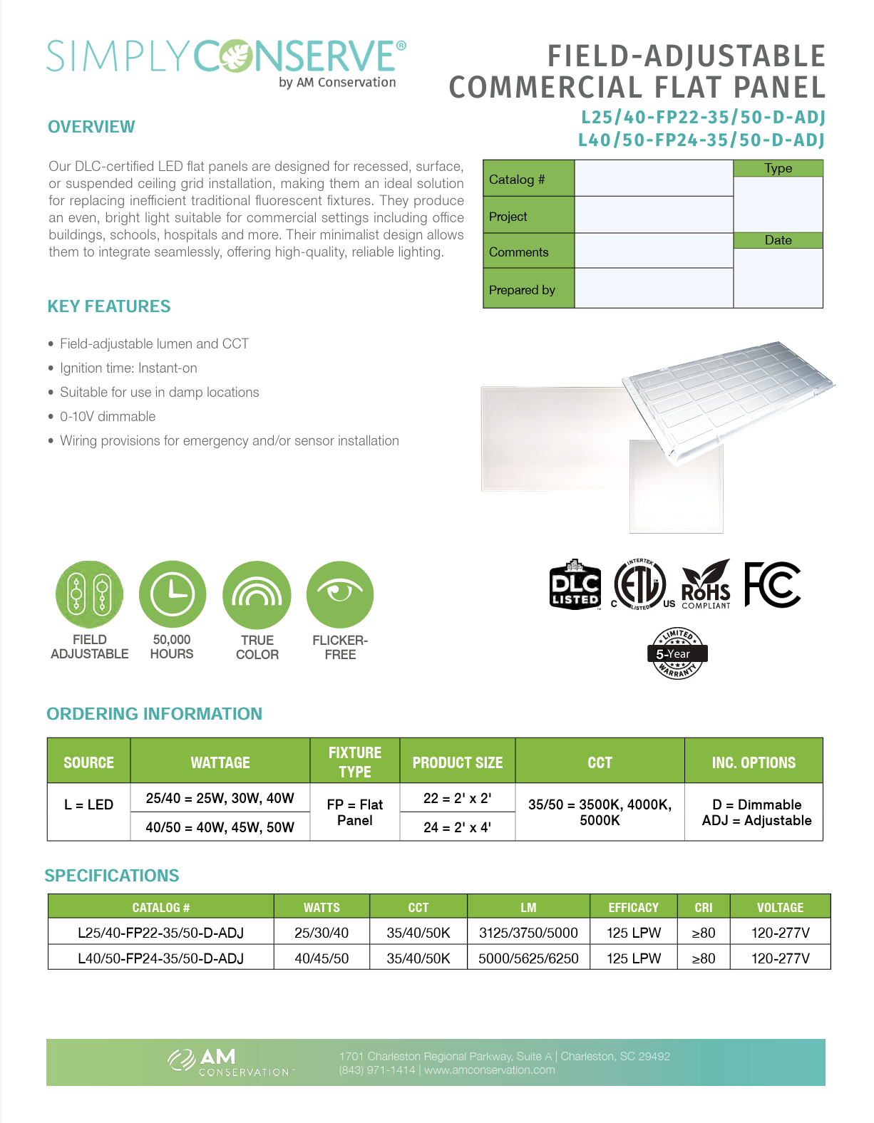 2x4' Field-Adjustable Commercial LED Flat Panel