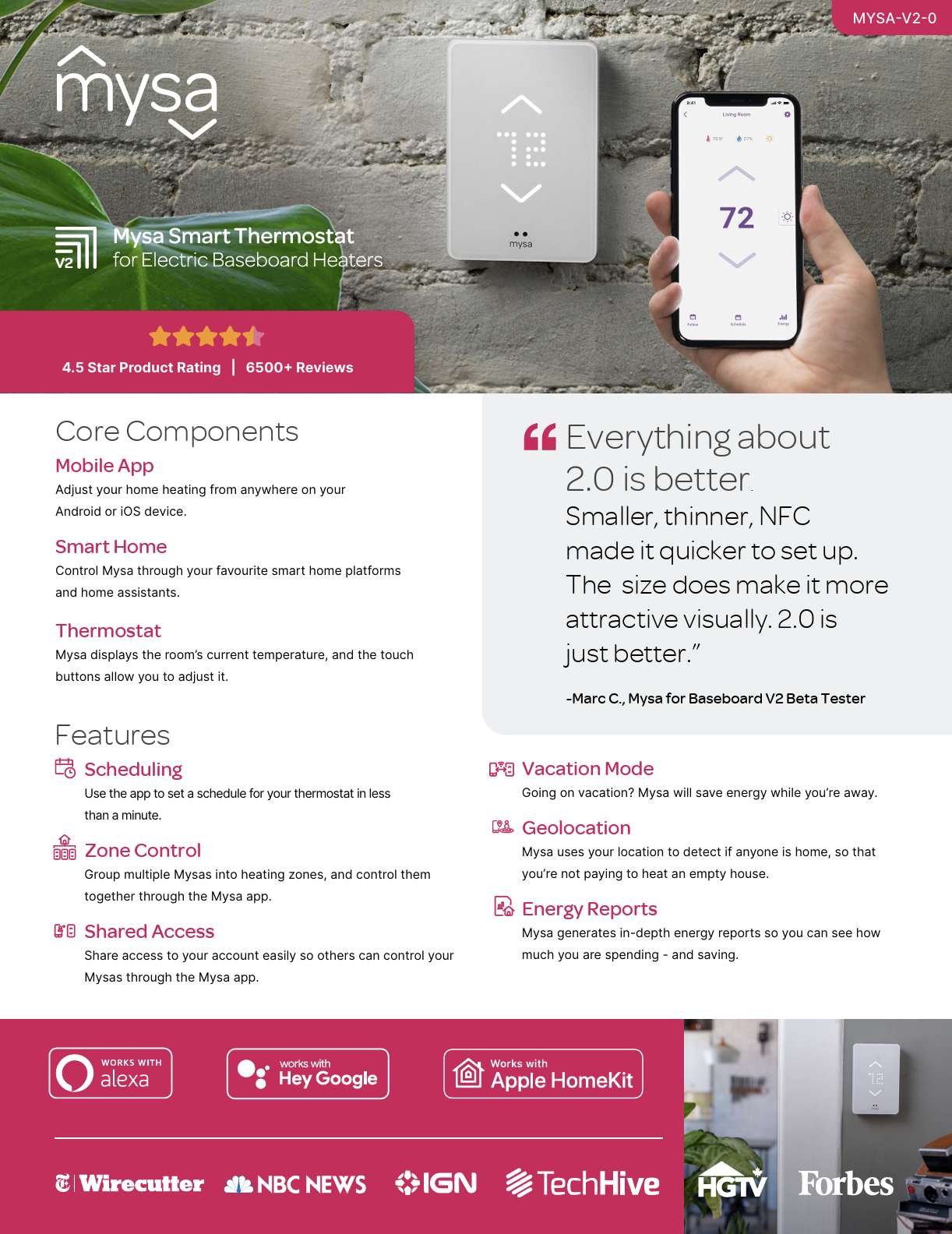 Mysa Smart Thermostat for Electric Baseboard Heaters