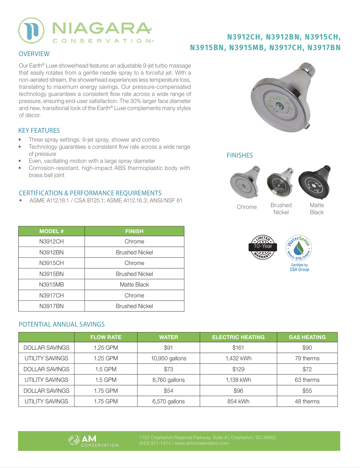 Earth® Luxe Showerhead