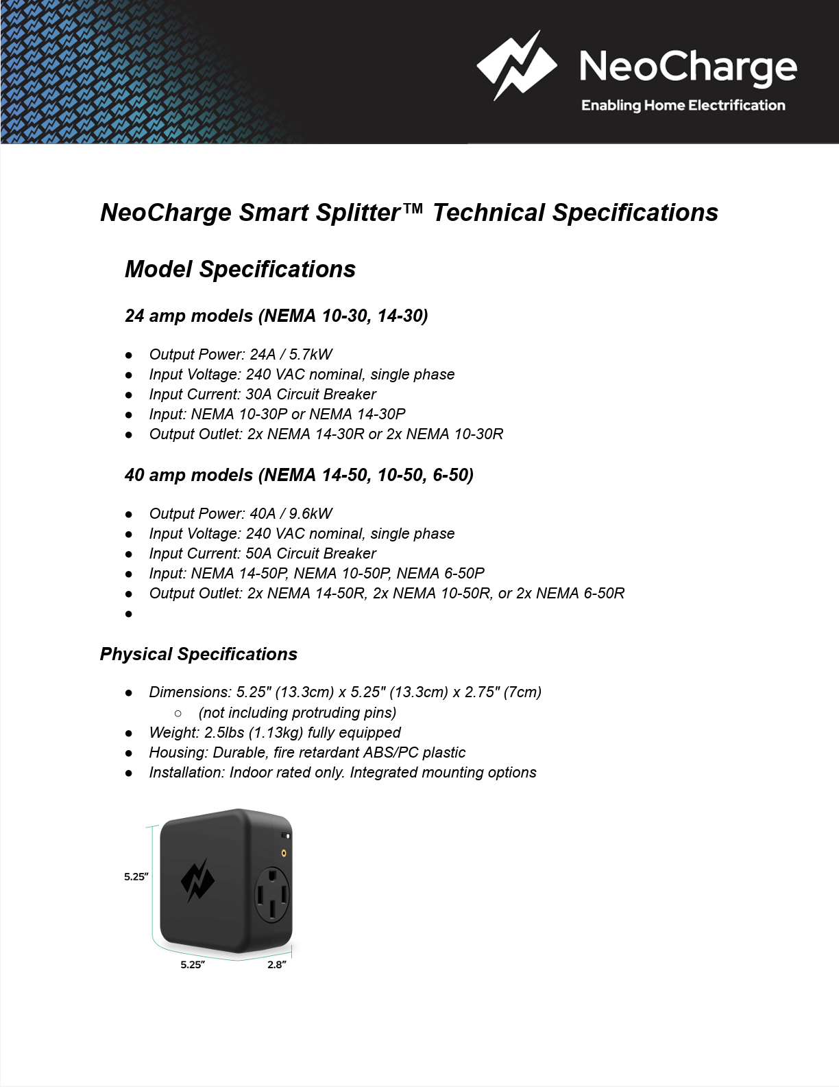 NeoCharge Smart Splitter For Dryer Plus EV