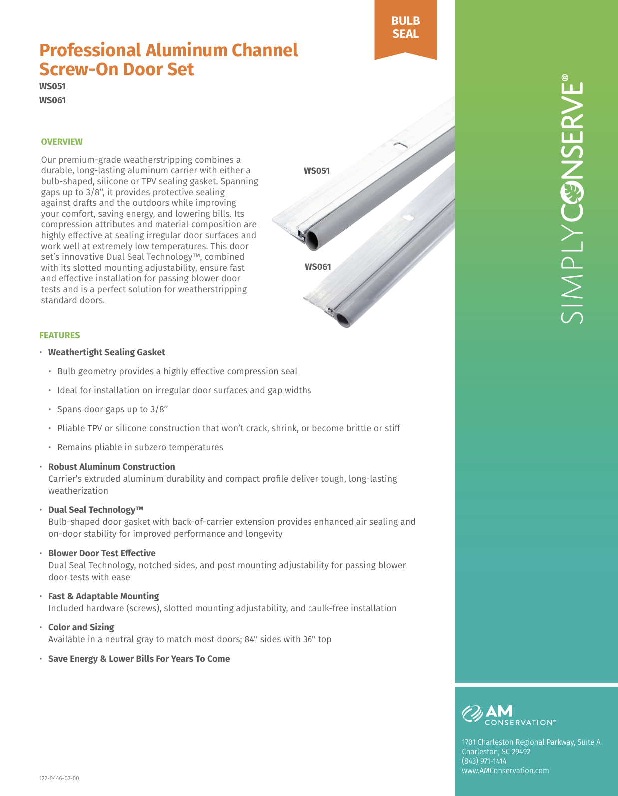 Professional Aluminum Channel Screw-On Door Set Bulb Seal