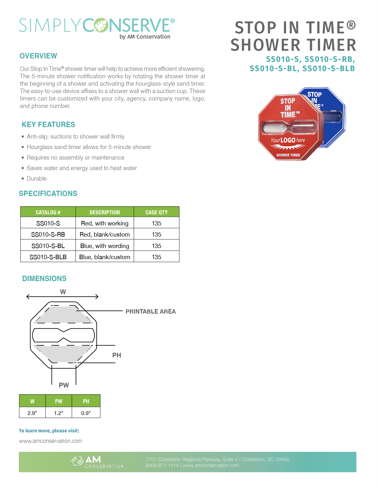 Stop In Time® Timer for the Shower