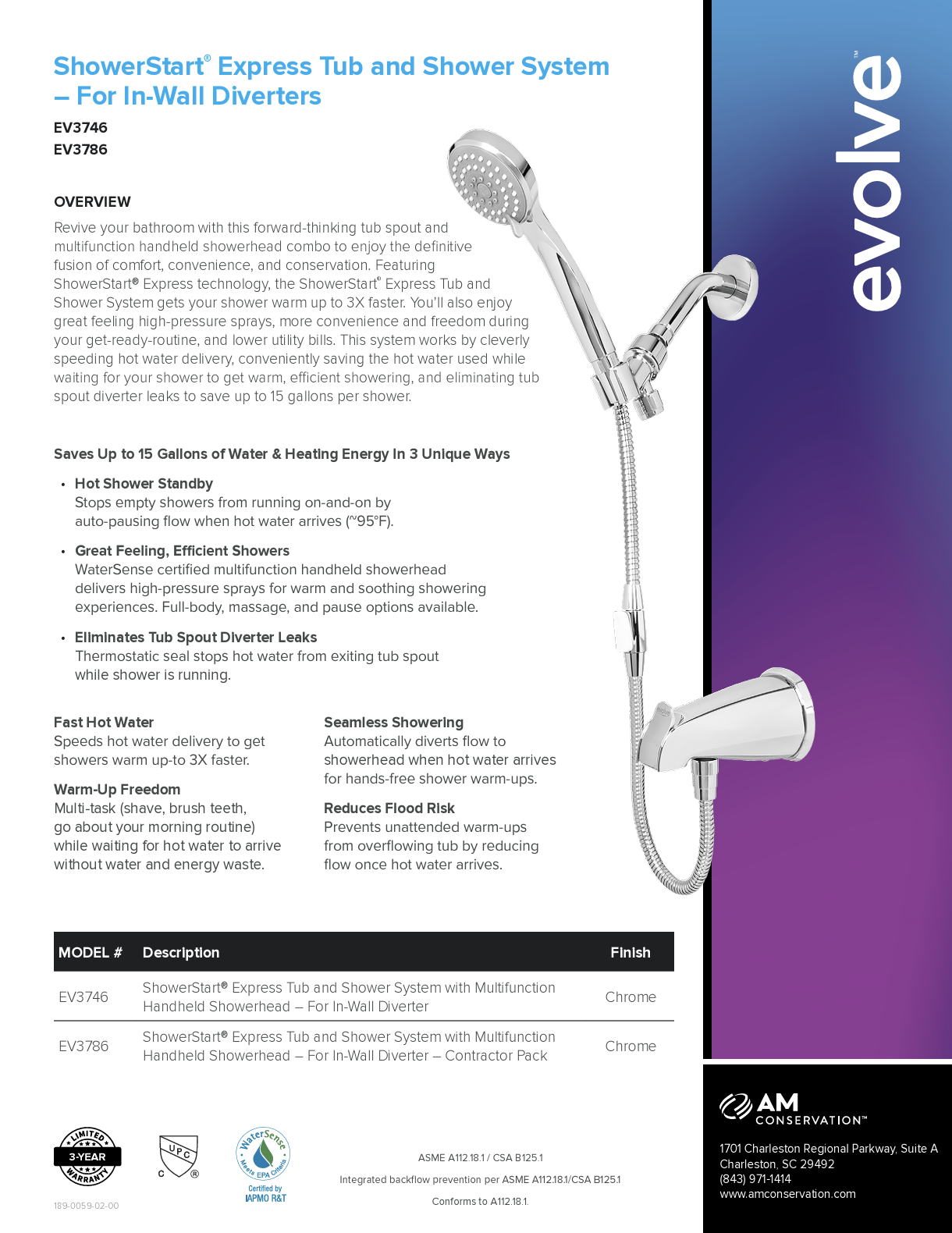 ShowerStart® Express Tub and Shower System – For In-Wall Diverters