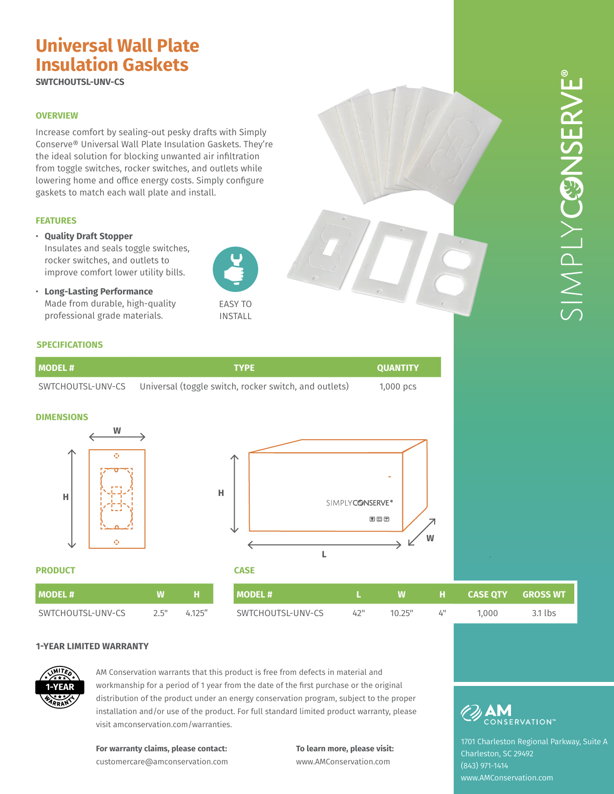 Universal Wall Plate Insulation Gaskets