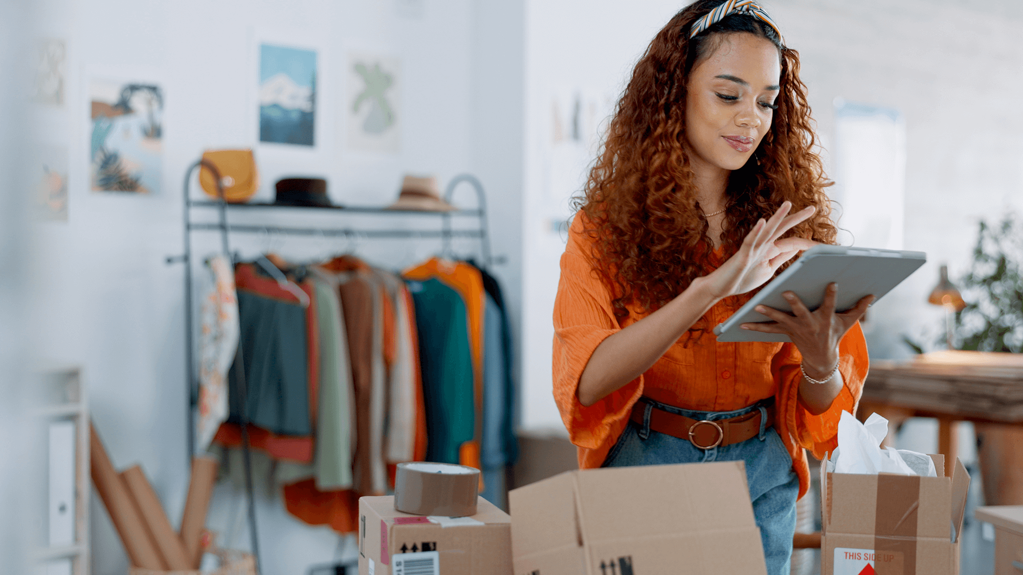 woman working at small business